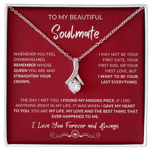 To My Beautiful Soulmate | Allure Drop Necklace "You are the Best Thing that Ever Happened to Me"