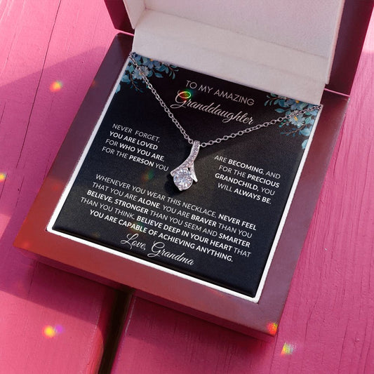 To My Amazing Granddaughter. Love, Grandma. "Believe Deep in You Heart" | Allure Drop Necklace